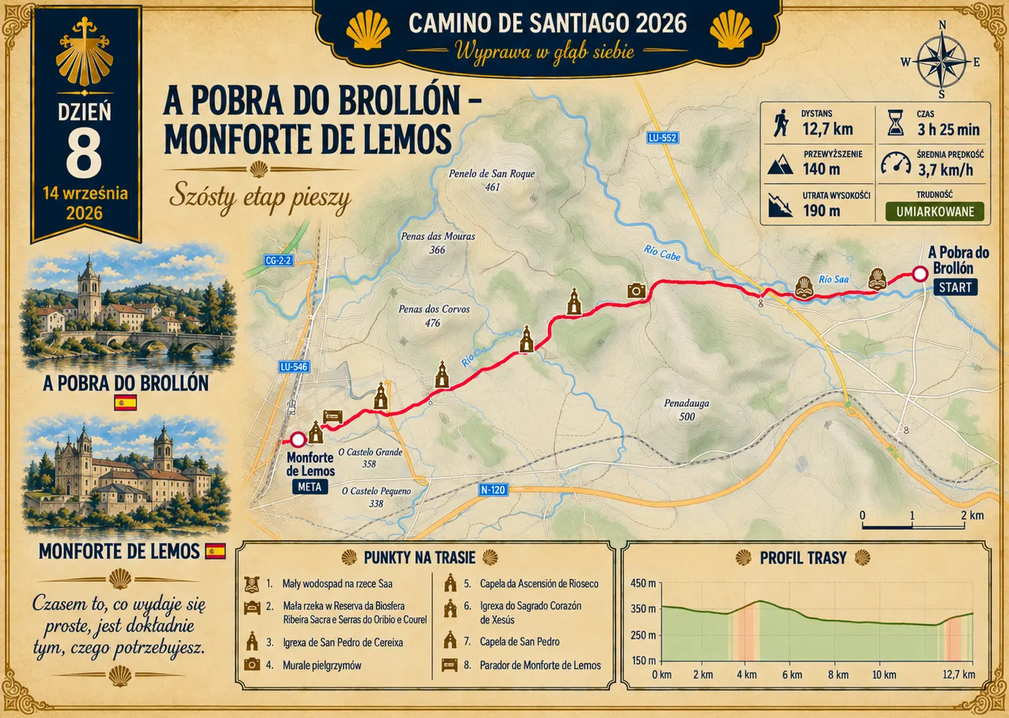 ‪Szósty etap pieszy - A Pobra do Brollón‬ → ‪Monforte de Lemos