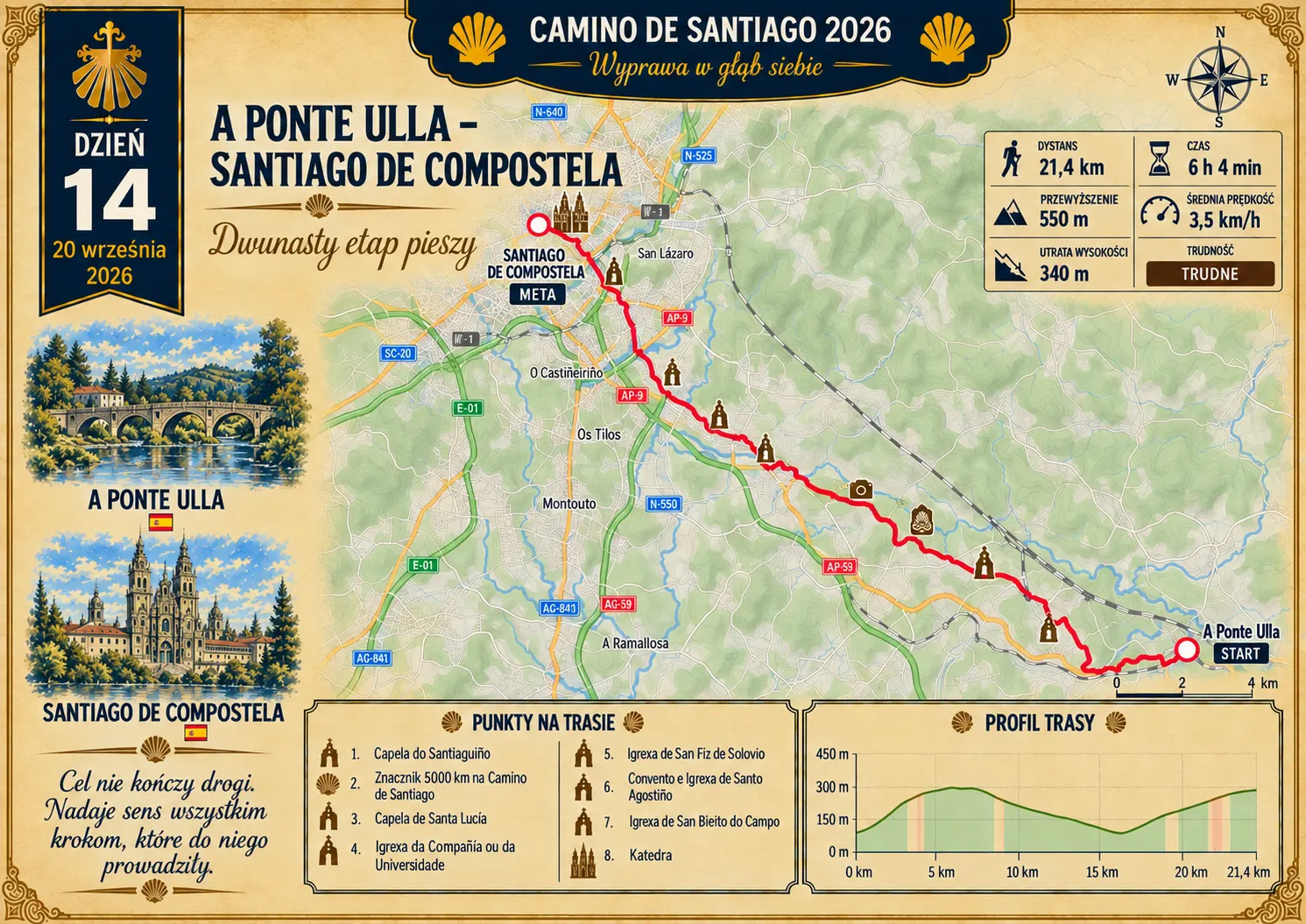 Dwunasty etap pieszy - ‪‪A Ponte Ulla‬ → ‪Santiago de Compostela